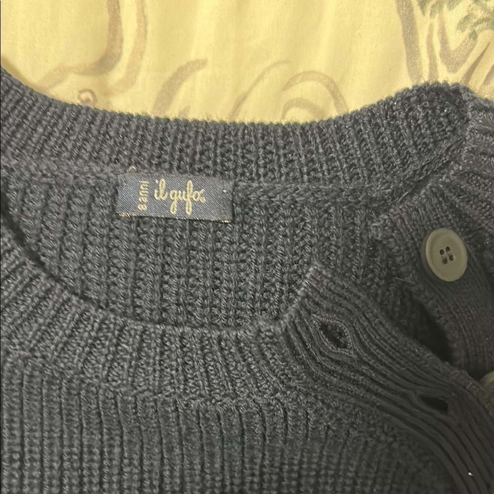 Il Gufo Gray Ribbed Knit Cardigan Sweater